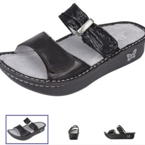 Alegria Women Karmen KAR-237 Leather Hook&loop Wedge Sandals shoes sz 38/8-8.5